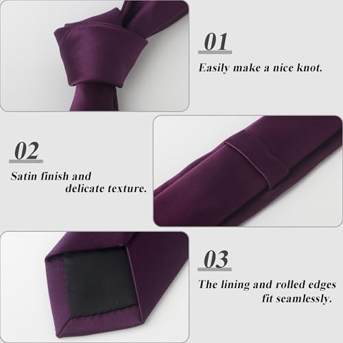 Image of Landisun Black Tie Men Women Solid Skinny Ties Slim Ties Satin Tie