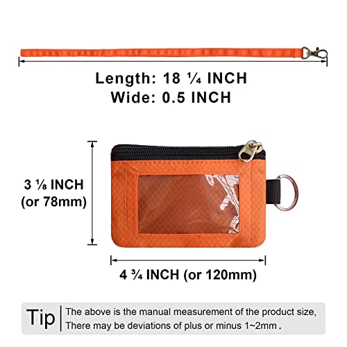 Image of CHENSPRX Minimalist RFID Blocking Small Wallet with ID Window,WaterResistant Zip Id Case Wallet with Lanyard Keychain for Cards,Cash,Travel,Women,Men