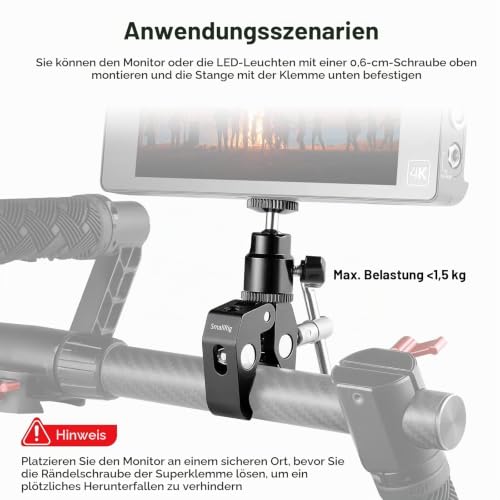 SMALLRIG Super Clamp Mount mit Mini Kugelkopfhalterung, Blitzschuhadapter – Ansicht 3
