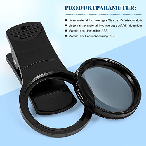Kompatibel für 13/12/11 Smartphones Phone Polarizer Objektiv: 37 Mm CPL Polarisation Objektivfilter Tragbarer Clip- Auf Cpl- Telefonlinsen mit Linsenabdeckung Und Speicherhülle – Bild 7