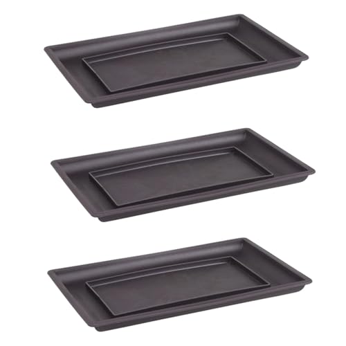 FUWQWKUI 3 Pcs Bonsai Plastic Flower Pot Water Drip Trays - Rectangle Trays for Indoor Outdoor Bonsai Plants