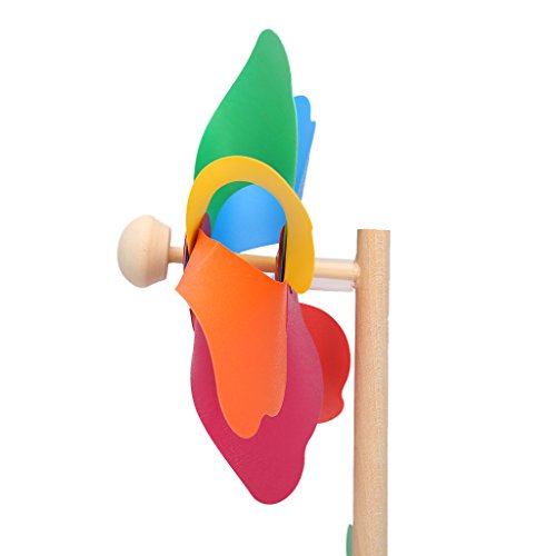 Shuoyiersty Wind Spinner, Wood Windmill Wind Spinner Pinwheels Home Garden Yard Decoration Kids Toys #TOP6