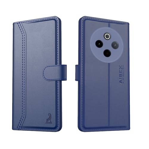 Image of AIBEX Vivo T4 5G / iQOO Z10 5G Flip Cover Leather Finish with Magnatic Closure | Inside TPU with Card Pockets | Wallet Stand | Complete Protection Flip Case -Blue