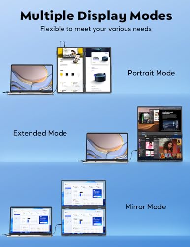 Image of ZSCMALLS 2.5K Dual Monitor(Wins Only), Triple Laptop Screen Extender, 15.6 inch QHD Folding Stacked Portable Dual Monitor, USB C Travel Extended Computer Display, 180Rotation, Plug & Play for Laptops