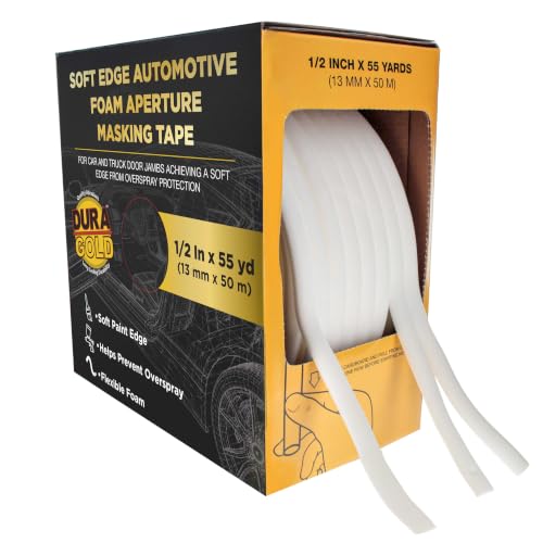 Dura-Gold Soft Edge Foam Masking Tape, 1/2' x 55 Yards (13mm x 50m), White