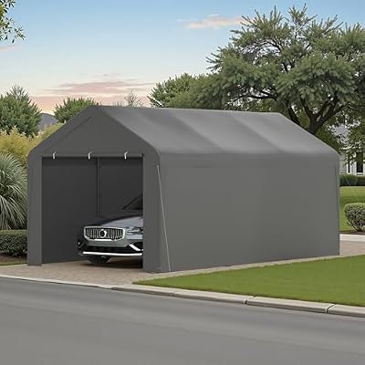 GOJOOASIS Car Port Canopy Tent Carport 10'x20' Car Tent Portable Garage, Tents for Car Waterproof & UV Protected for Wedding, Garden Shelter, Storage Shed (Gray)