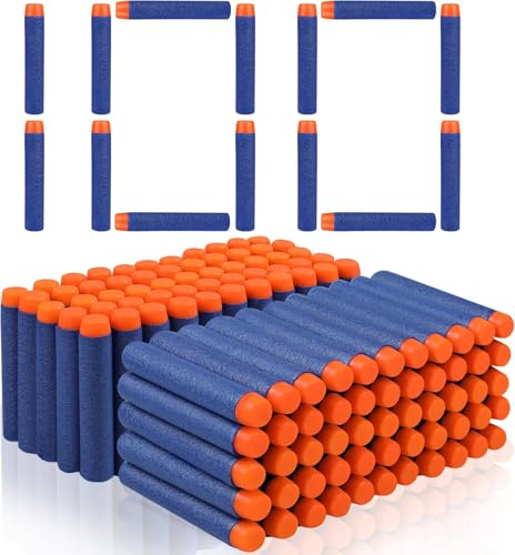 100 Compatible Dart Bullets Blue & Orange Cylindrical Round Close Quarters Battles (CQB) Airsoft Plastic EVA Foam Elite 2.0 Series DinoSquad Work with All Elite Blasters Blue