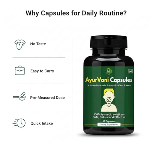 Image of Healthy Nutrition AyurVani Capsules | Ayurvedic Herbal Supplement with Brahmi, Shankhpushpi, Bhringraj & Guduchi | 60 Capsules | Supports Mental Clarity & Overall Wellness