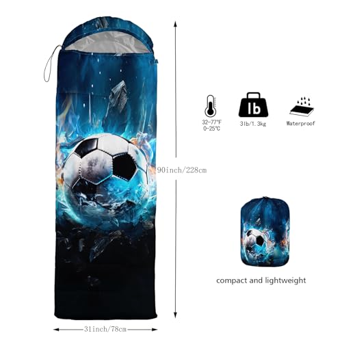 Bolsa de Dormir para Niños UEVBF con diseño temático playa, azul, impermeable y compacta para camping y senderismo miniatura 4