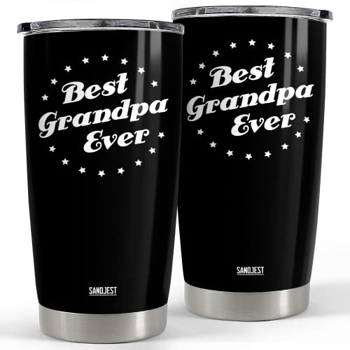 Sandjest Tumbler Best Grandpa Ever Gift Set For Papa, Grandfather - 20Oz Insulated Travel Mug - Great Christmas Father's Day, Birthday, Christmas Gifts (Black - Grandpa) #TOP22