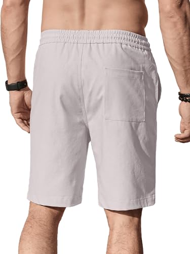 Image of Comdecevis Men's Linen Shorts Casual Elastic Waist Drawstring Summer Beach Vacation Yoga Golf Shorts with Pockets