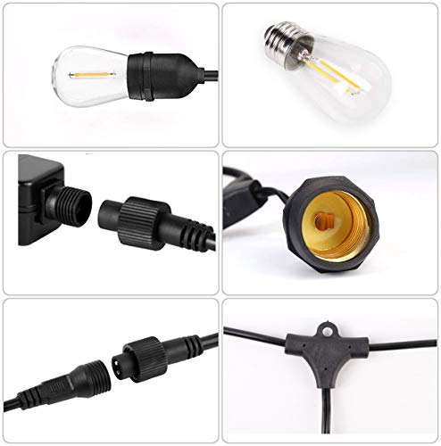 Salcar Led-lichtsnoer voor buiten, 15 m, 15 x E27-leds, IP65, waterdicht, decoratieve lamp voor huisdecoratie, feest… - Afbeelding 6