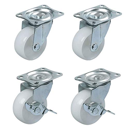 4 Roulettes Pivotantes, Roulettes Blanches de 2 Pouces, Roulettes Pivotantes Remplacent Les Robustes 360 DegréS, Avec Double Roulement à Billes, Pour Tables, Chaises (2 Pivotants + 2 Freins) Cover