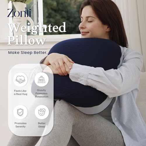ZonLi Weighted Pillow for Adults 6.5lbs, Navy Blue,Weighted Pillows for Relaxtion,Get Better Sleep,Memory Foam Sensory Body Pillows Suitable for Work and Living Room