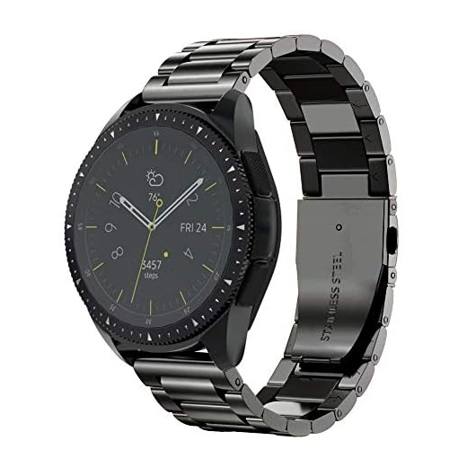 NotoCity Galaxy Watch 42 mm rem, 20 mm rostfritt stål klockarmband för Gear Sport/Galaxy Watch Active, Vivoactive 3, Huawei Watch 2 Sport, Ticwatch E (svart) (rostfritt stål))