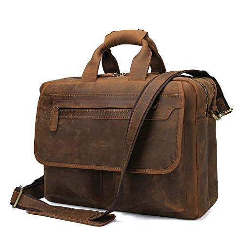 Herren Businesstasche Lehrertasche Leder Vintage Aktentasche 14 Zoll Laptoptasche Bürotasche groß Umhängetasche Hergestellt aus der ersten