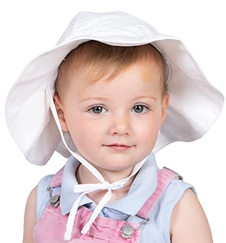 Sun Hat for Baby Girls & Boys - Newborn, Infant, Toddler, Kids Beach & Pool Swim Hat - UV Protection UPF50+ Bucket Summer Hat White