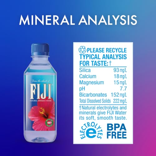 Image of FIJI Natural Artesian Bottled Water 330mL / 11.15 Fl Ounce (Pack of 24) - 100% Natural Electrolytes - NEW
