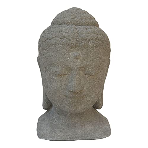 STONE art & more Massiver Buddha-Kopf, 40 cm, Steinfigur, Betonoptik,...