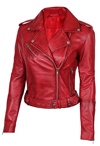 Decrum Red Womens Leather Jacket | [1300395] Marry, Xl #TOP1