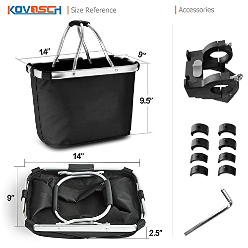 Kovosch Dog Bike Basket, Detachable Handlebar Basket, Foldable Quick Release Bicycle Basket For Pet, Shopping, Commuter, Camping And Outdoor, Black #TOP3
