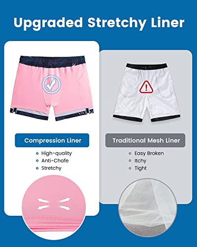 Image of maamgic Mens Swim Trunks with Compression Liner 5 Inch, Quick Dry Bathing Suit with Zipper Pockets, No-Chafing Swim Shorts