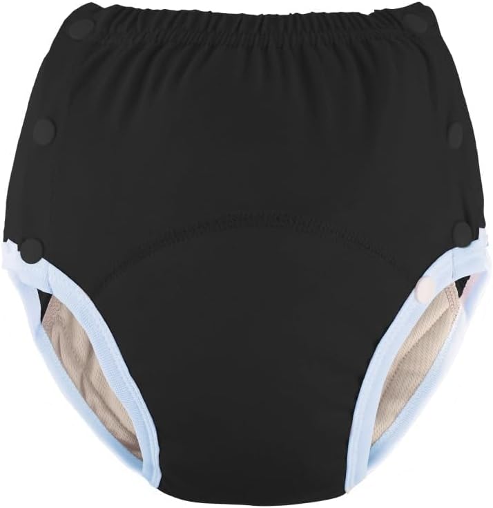 Pantalones de incontinencia de algodón para adultos ropa interior lavable, transpirable, ajustable a prueba de fugas para personas mayores (negro, L)