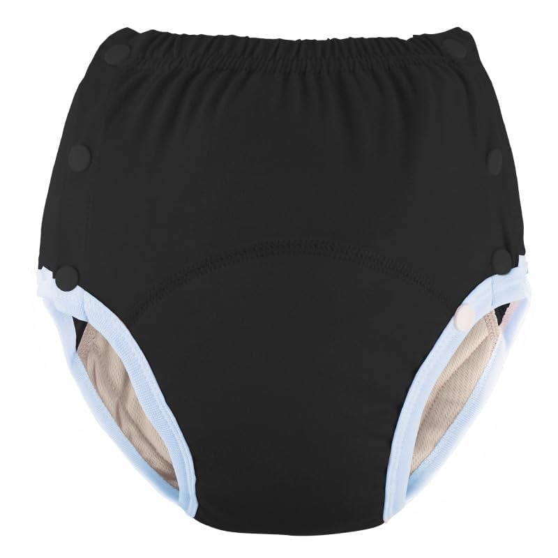 Cotton Incontinence Pants for Adults: Washable, Breathable, Adjustable Leak-Proof Underwear for Elderly (Black, XL)