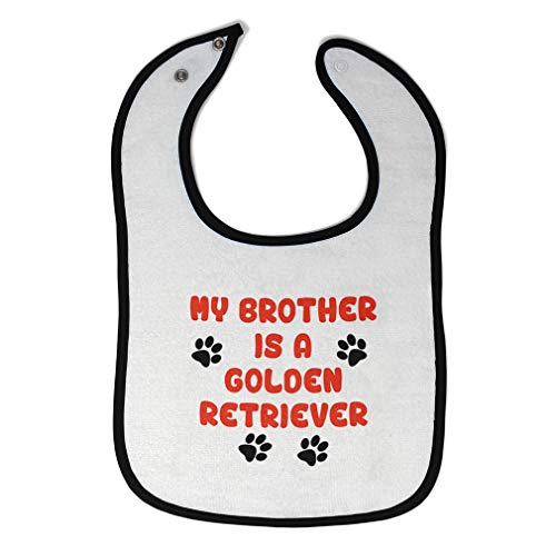 Toddler & Baby Bibs Burp Cloths Dogs My Brother is A Golden Retriever Dog Lover Pet Cotton Baby Items for Baby Girl & Boy White Black Design Only