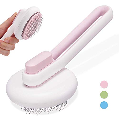 Self Cleaning Slicker Brush for Dogs and Cats - Pet Grooming Tool, Shedding Mats and Tangled Hair, Dander with Massages Particle, Gently Removes Loose Undercoat for Long or Short Hair Remover