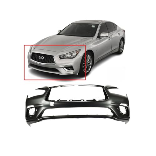 Image of FitParts Compatible with Infiniti Q50 2018-2020 Front Bumper Cover | Primed, Sedan, Ready to Paint, OEM 620226HH0H, IN1000284