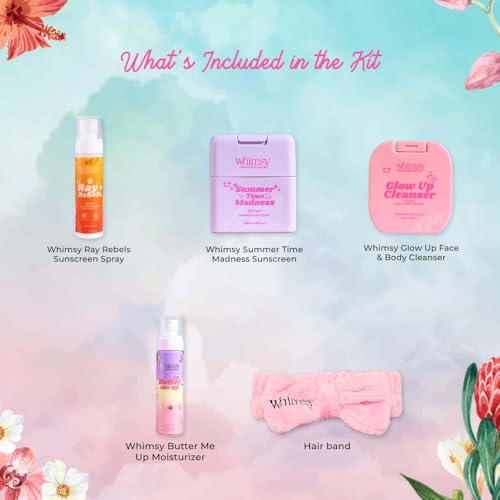 Image of Whimsy Beauty Everyday Glow Skincare Essential Kit for Kids & Pre-Teens | Kids Cleanser, Sunscreen, Sunscreen Spray & Moisturizer | Daily Skincare Kit | Pack of 5
