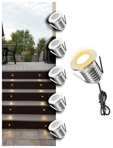 Recessed LED Deck Lights 6 Pack 3W 2700K Stainless Steel