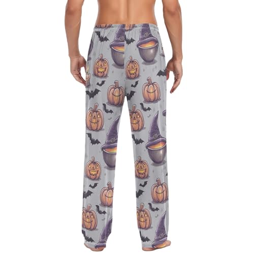Men’s Halloween Pumpkins Pajama Pants with Pockets, Comfortable Lounge Sleep Bottoms#2892