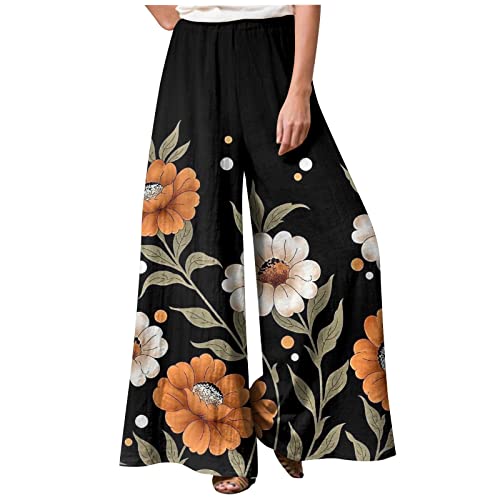 Wide Leg Pants Casual High Waisted Plus Size Elegant Dressy Palazzo Pants Trendy Elastic Waist Flowy Pants