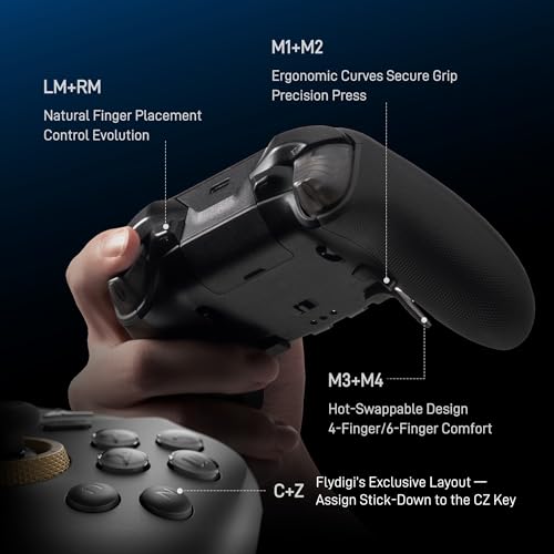 FLYDIGI Vader 5 Pro PC Controller, FORCEFLEX Joysticks, 3ms Ultra-Low Latency, FORCESWITCH Triggers, 8 Extra Buttons, Triggers & Grips Vibration, 1000mAh Battery, PC/NS/Android/TV - Image 6