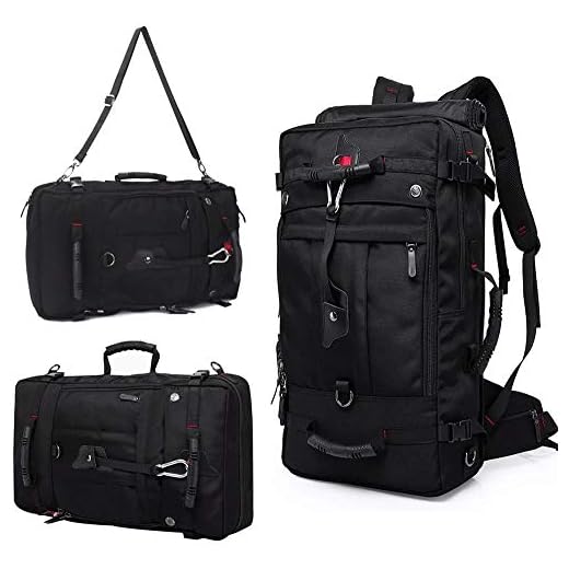 Pulchram Mochila de Senderismo 55L Impermeable Mochila Trekking al Aire Libre Gran Capacidad Prueba de Golpes Mochila de Escalada Mochila de Camping Oxford con Cubierta de Lluvia Bloqueo de Seguridad