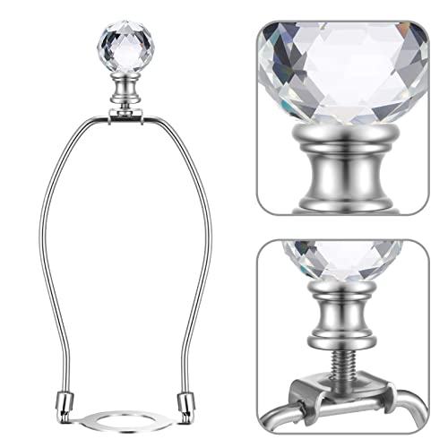 Canomo 2 Packs Faceted Crystal Glass Ball Lamp Finial Cap Knob Lamp Decoration For Lamp Shade, Clear And Silver, 1-3/4 Inches #TOP2