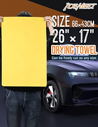 Idemeet 26"X17" Absorbent Car Drying Towels, Chamois Cloths, Car Shammy Towel Cleaner Reusable Chamois Shammy For Car, Bathroom, Pet, No Spots Scratch-Free, Yellow #TOP3