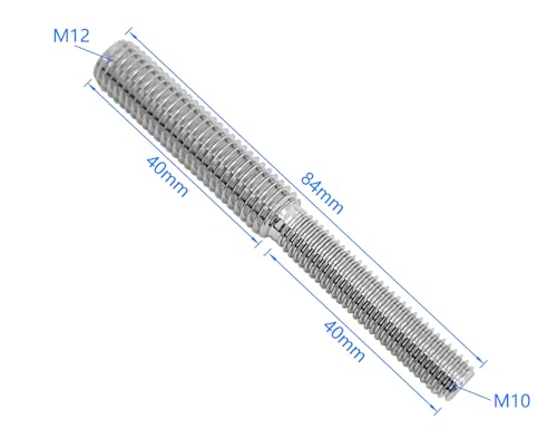 10x 80mm Double End Threaded Stud Screw Bolts 304 Stainless Steel Reduction Thread Adapter for Structural Columns Fasteners (M0 to M12) - Image 2