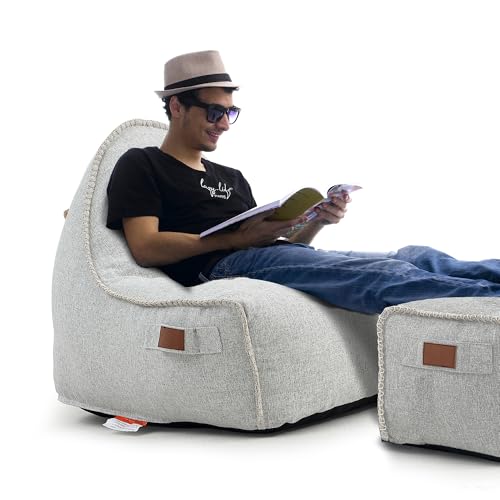 Patio Outdoor Weatherproof Water Proof Bean Bag Chair ,Outdoor bean bag lounger,High-Density Foam Filled ,Weather Resistant Waterproof UV-Protected ,outdoor beanbag Chair for Garden Terrace (Beige) - Image 3