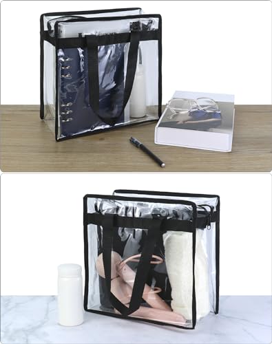 QWORK Transparent PVC Stadium Approved Tote Bags, 4 Pack 12x6x12 inches Clear Large Totes with Zipper Closure2