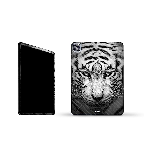 Image of MightySkins Carbon Fiber Skin Compatible with Apple iPad Pro 11 inch M2 4th Gen (2022) Full Wrap Kit - Mono Tiger | Protective, Durable Textured Carbon Fiber Finish | Easy to Apply | Made in The USA