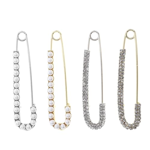 TENDYCOCO Chic Rhinestone Brooch Pins 4 Pack Large Clip-Ons for Sweaters Coats Dresses for Daily Wear and Special Occasions
