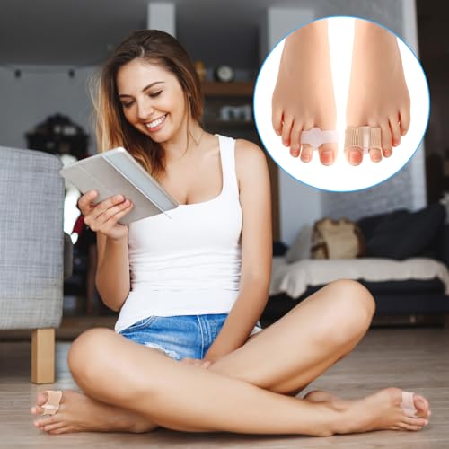 Image of 4 Pack Gel Toe Separators, Toe Spacer Toe Separators for Overlapping Toes Hammer Toe Straightener Hammer Toe Corrector for Women Men Bunion Corrector with 2 Loops for Feet,