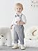 Toddler Dress Suit Baby Boys Clothes Sets Bowtie Shirts Suspenders Pants 4pcs Gentleman Outfits Suits 6 Month 6 Years(B-Gray,18-24 Months)