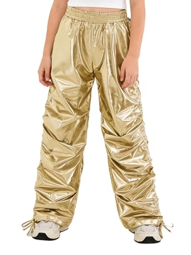Tenue de scène jazz Jhaoyu pour enfants : pantalon métallique et jogging de danse