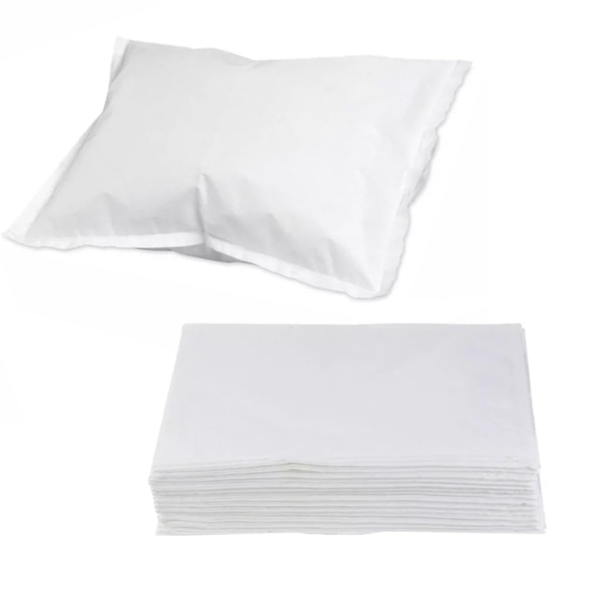 Disposable Pillowcases (Pack of 20) – White, 21" x 30" (Tissue/Poly) Single-Use Pillow Covers – Medical Paper Supplies -Protects Against Stains and