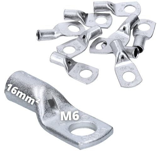 Lot de 10 cosses tubulaires Cembre A3-M6 16 mm² M6 non isolées en cuivre étamé