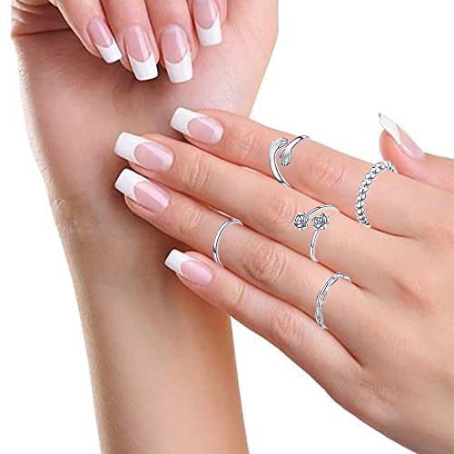 12Pcs 14K Gold Plated Adjustable Rings Knuckle Rings For Women Heart Hug Butterfly Love Flower Open Rings Stackable Thumb Ring Silver Rings Set For Teen Girls #TOP4